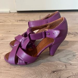 Chie Mihara purple leather heels